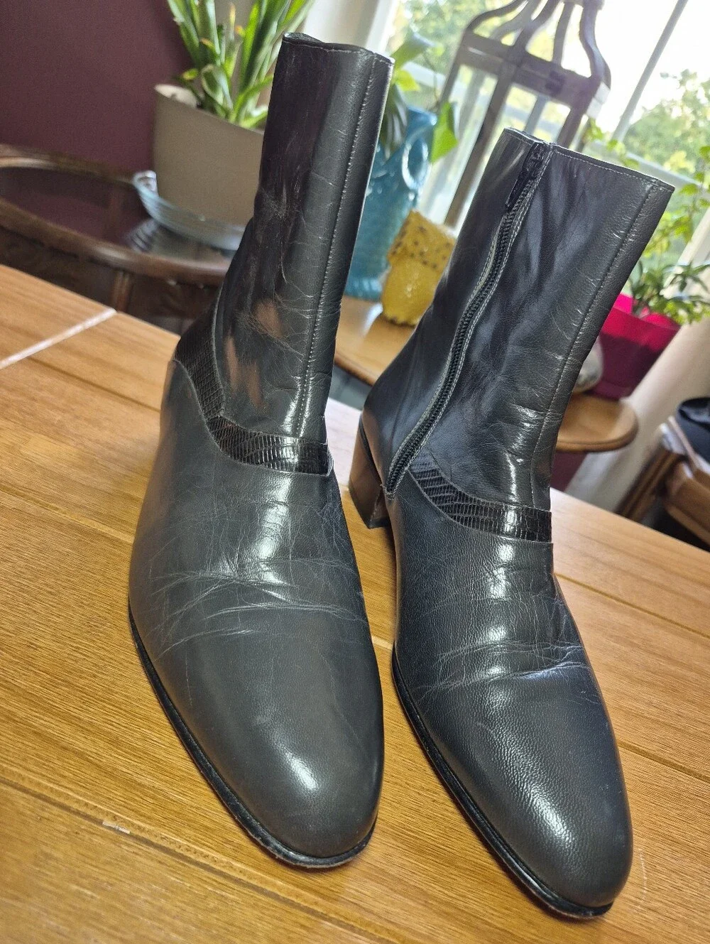 Vintage Carlo Morandi Charcoal Gray Leather Boots - Size 8